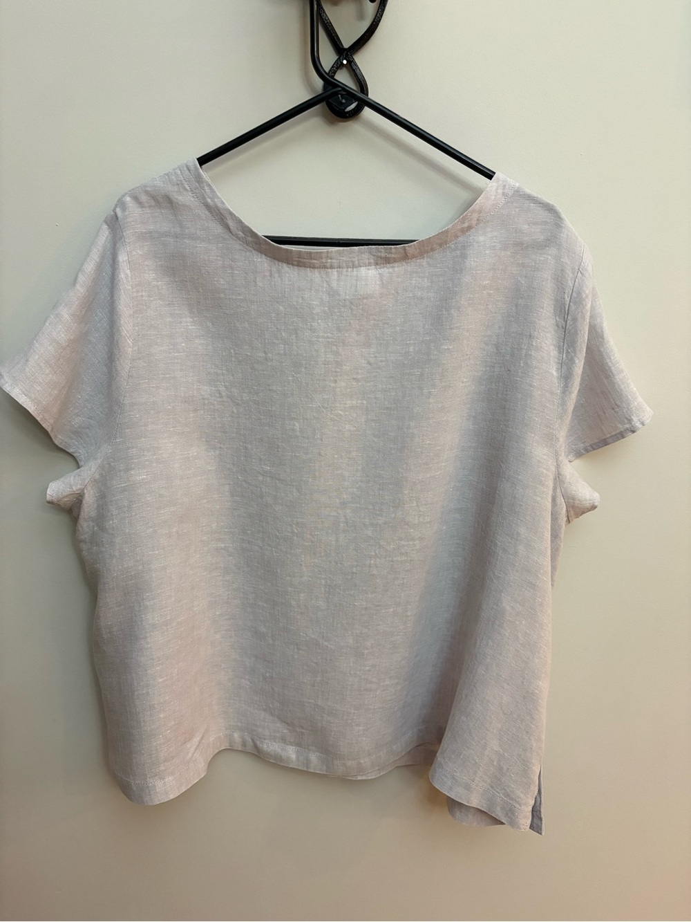 Cynthia Rowley 100% Linen Boxy Top 2X Natural Beige Button Side Slit - Picture 6 of 6